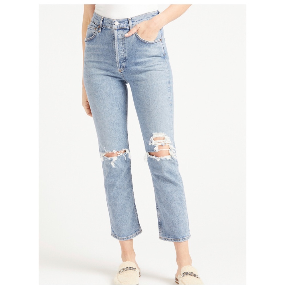 Agolde size 28 women’s Riley high rise straight crop jean organic cotton
